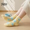 Warmth Retaining Sleep Socks Coral Fleece for Women, Soft Thermal Crew with Non-Binding Winter Gift Cold Feet Top, Fuzzy Cute Prints Autumn Velvet