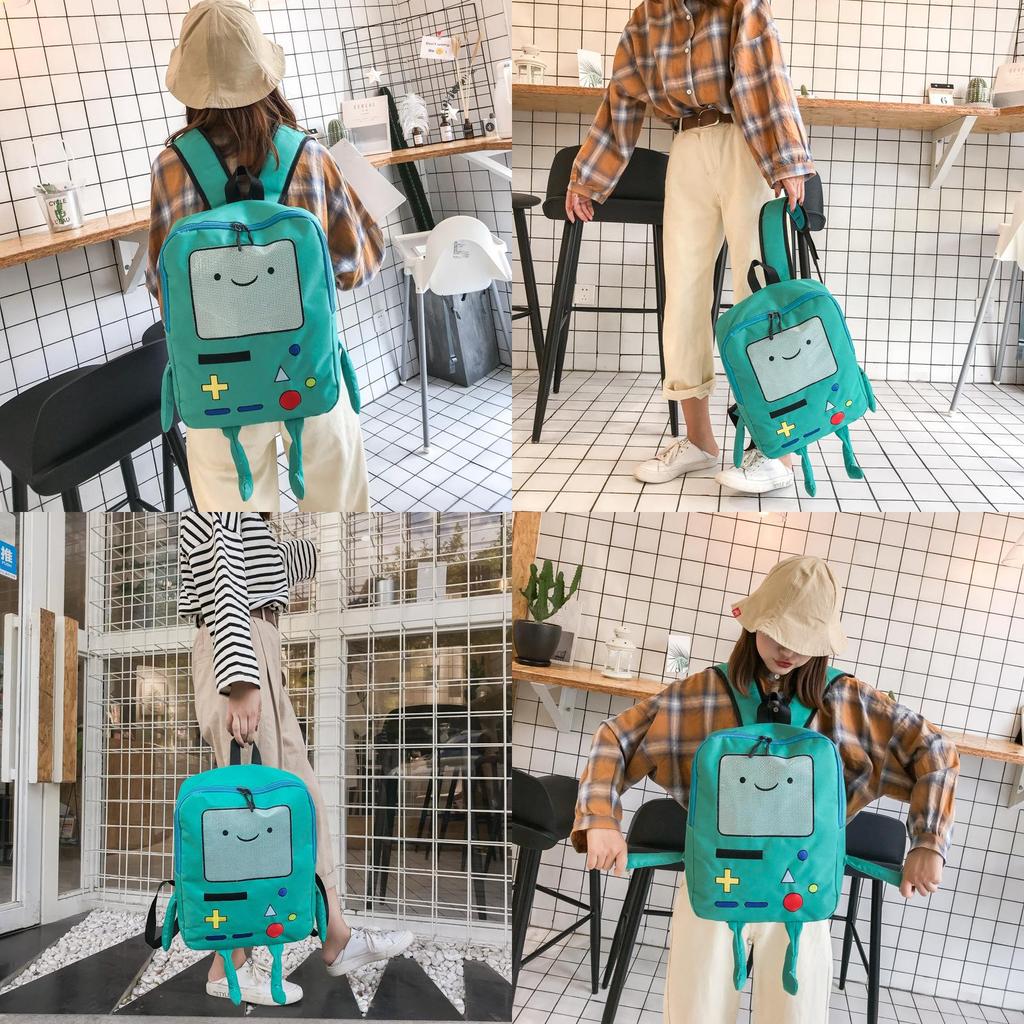 Cute Cartoon Adventure Time Backpack For Girls Japanese Style Funny And Unique Canvas Material Large Size
