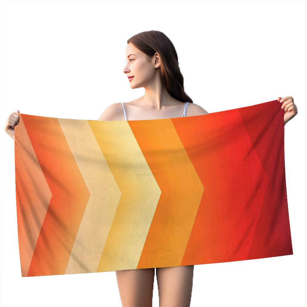 Geometrische Muster Serie digital bedrucktes Polyester Superfeine Faser beidseitiger Fleece Strandurlaub Badetuch, Strandtuch