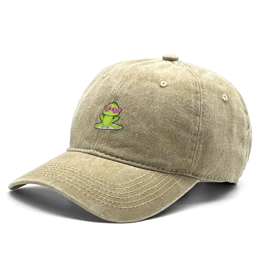 Cartoon Frog Printed Baseball Cap Adjustable Cozy Retro Baseball Hat With Sweatband Slouchy Sun Hat For Camping Tennis Gifts