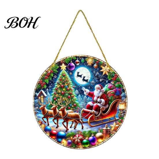 Seasonal Home Hanging Ornaments Christmas Tree Ornaments, Acrylic Festive Pendants with Lanyard for Decor Holiday Party Decoration, Indoor Scene