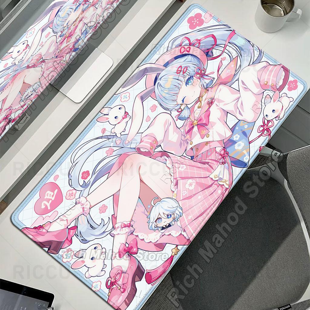Cute Anime Girl XXL Desk Mat Genshin Impact Kamisato Ayaka Mouse Pad Gaming Keyboard Mousepad PC Accessories HD E-Sports Playpad