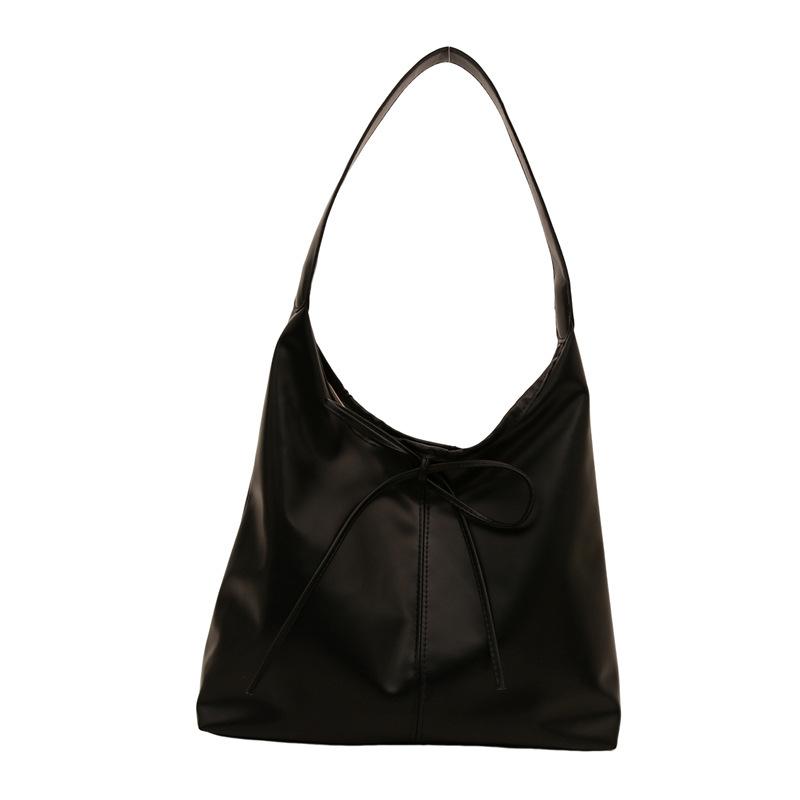 Casual Retro Large-Capacity Bow Solid Color Simple Purchase Fashion Class Commuter Shoulder Tote Bag