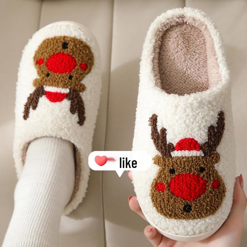 Cozy Devil's Eye Winter Cotton Slippers: Comfortable, Thick-Soled, Unisex Couples' Style for Warm Indoor Wear