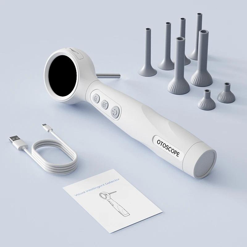 1 Set Video Ear Endoscope Ear Wax Removal Tool Digital Otoscope Camera 1.38'' Screen Hd1080P Visual Ear Cleaner With 8Leds