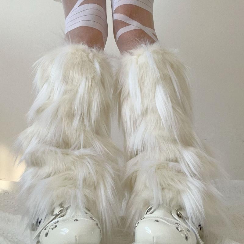 Women's Furry Leg Warmers Plush Fuzzy Boot Covers Toppers for Winter Fashion Costume Parties Thermal Leg Gaiters Socks