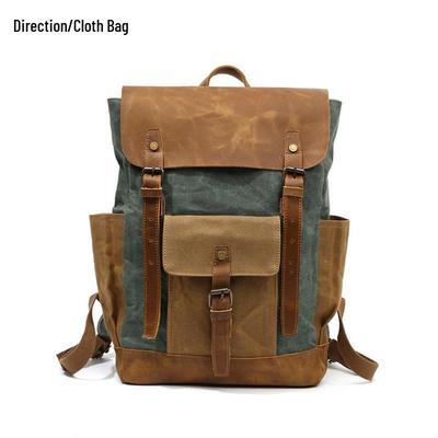 Zaino Outdoor Impermeabile in Tela e Pelle Vintage - Zaino da Viaggio e per Laptop da Uomo