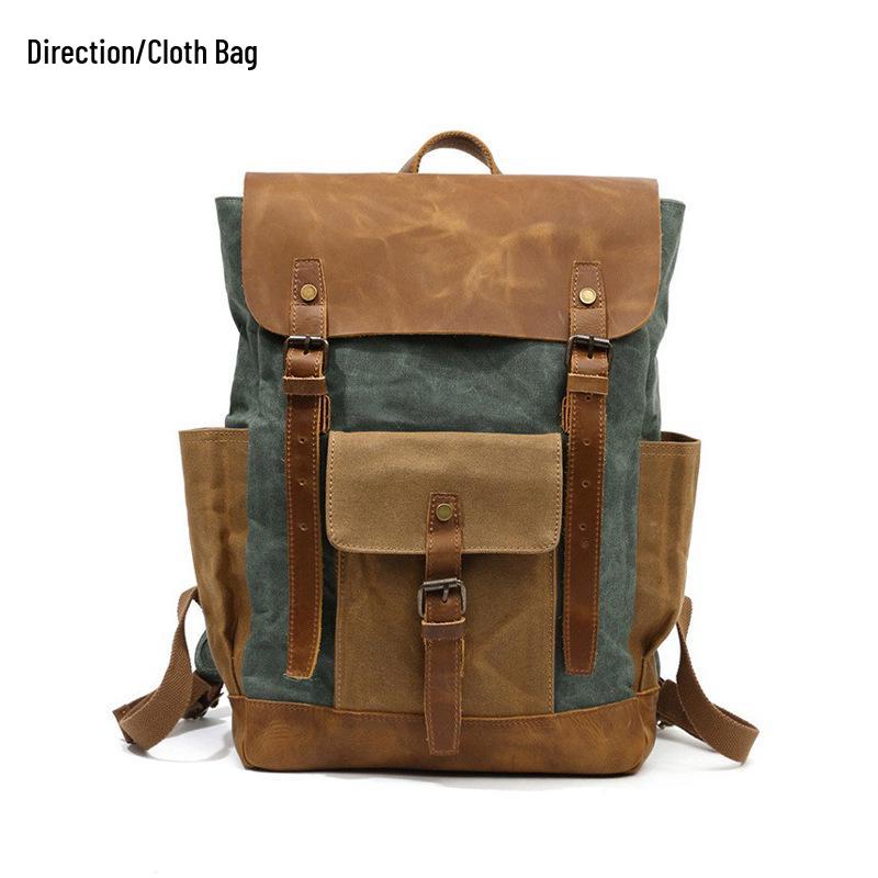Vintage Canvas & Leather Waterproof Outdoor Backpack - Men's Laptop & Travel Rucksack