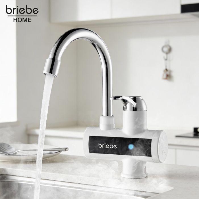 Robinet Chauffe-eau Instantané à Poser, Eau Chaude Immédiate pour Camping Briebe IH1200 3600W Blanc