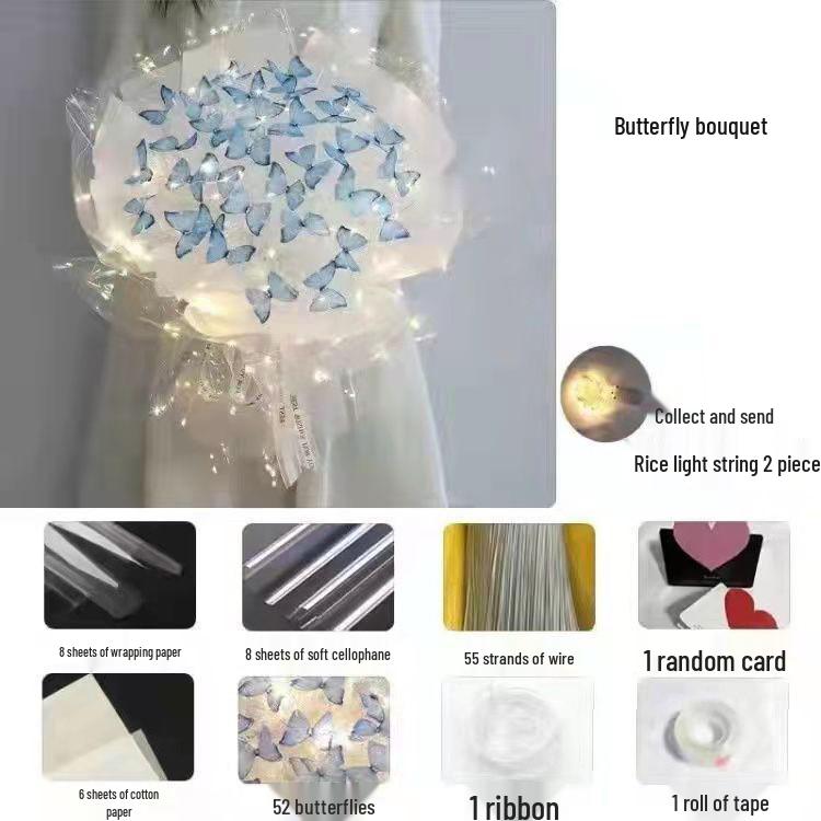 Valentine's Day DIY Simulation Butterfly Bouquet Kit - Handmade Gift with High-End Feel