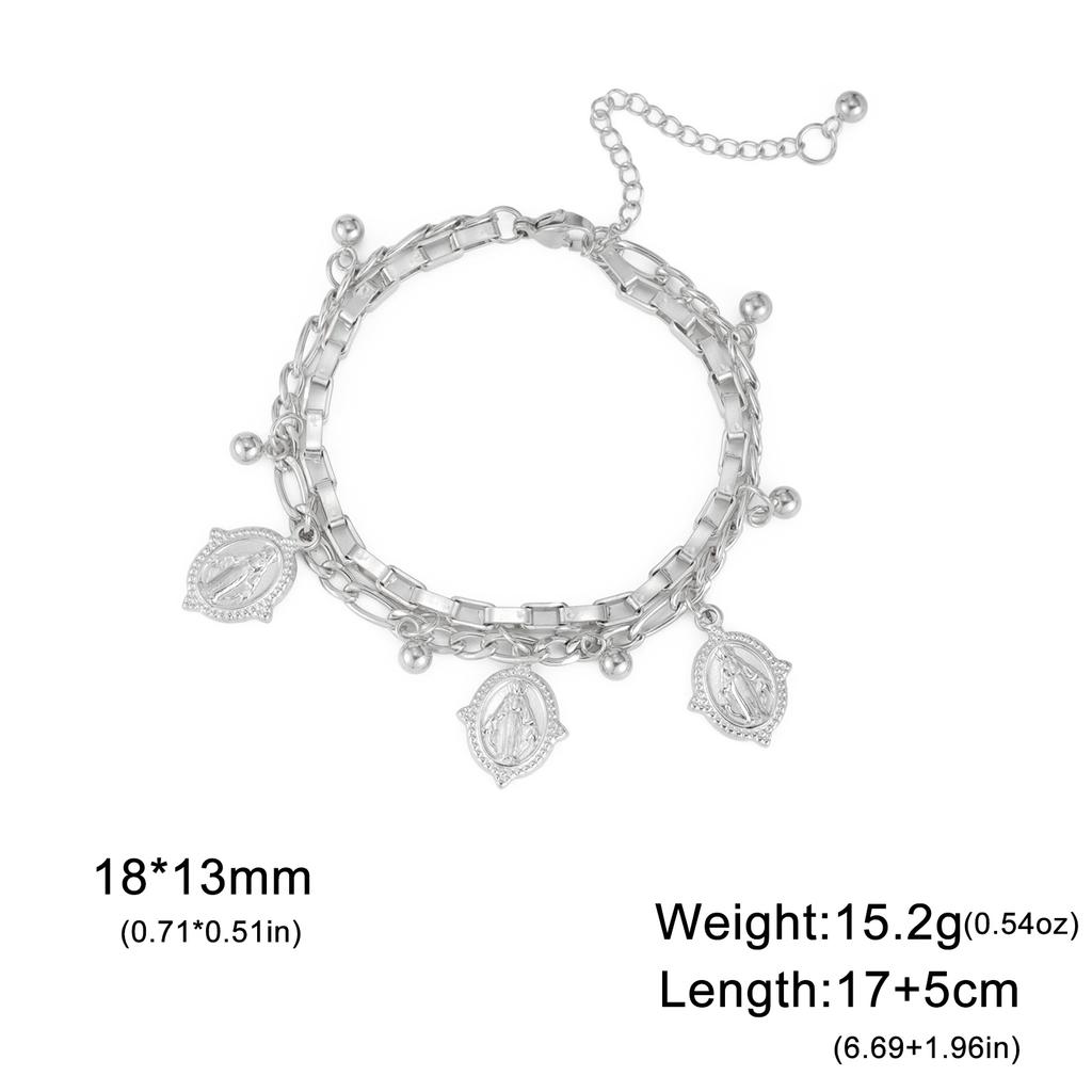 Bracciale Vergine Maria Benedetta Jeshayuan per Donna Colore Oro Braccialetti Madonna Amuleti Cristiani in Acciaio Inossidabile Gioielli Regalo