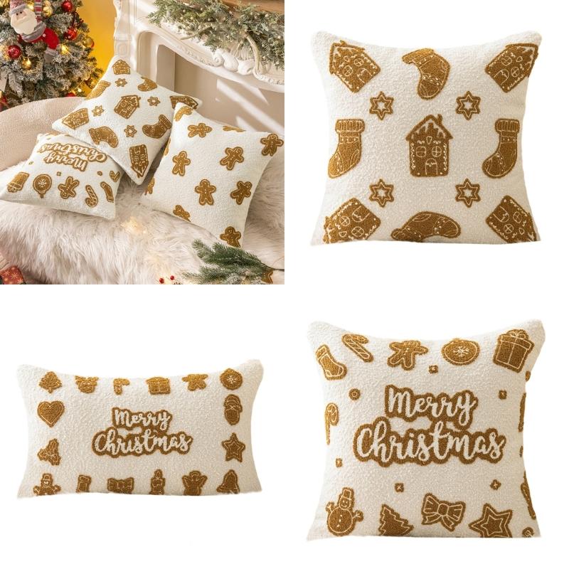 Festival Holiday Pillow Case Christmas Decoration Polyester Materials Easy Caring Decorative Living Room Accent