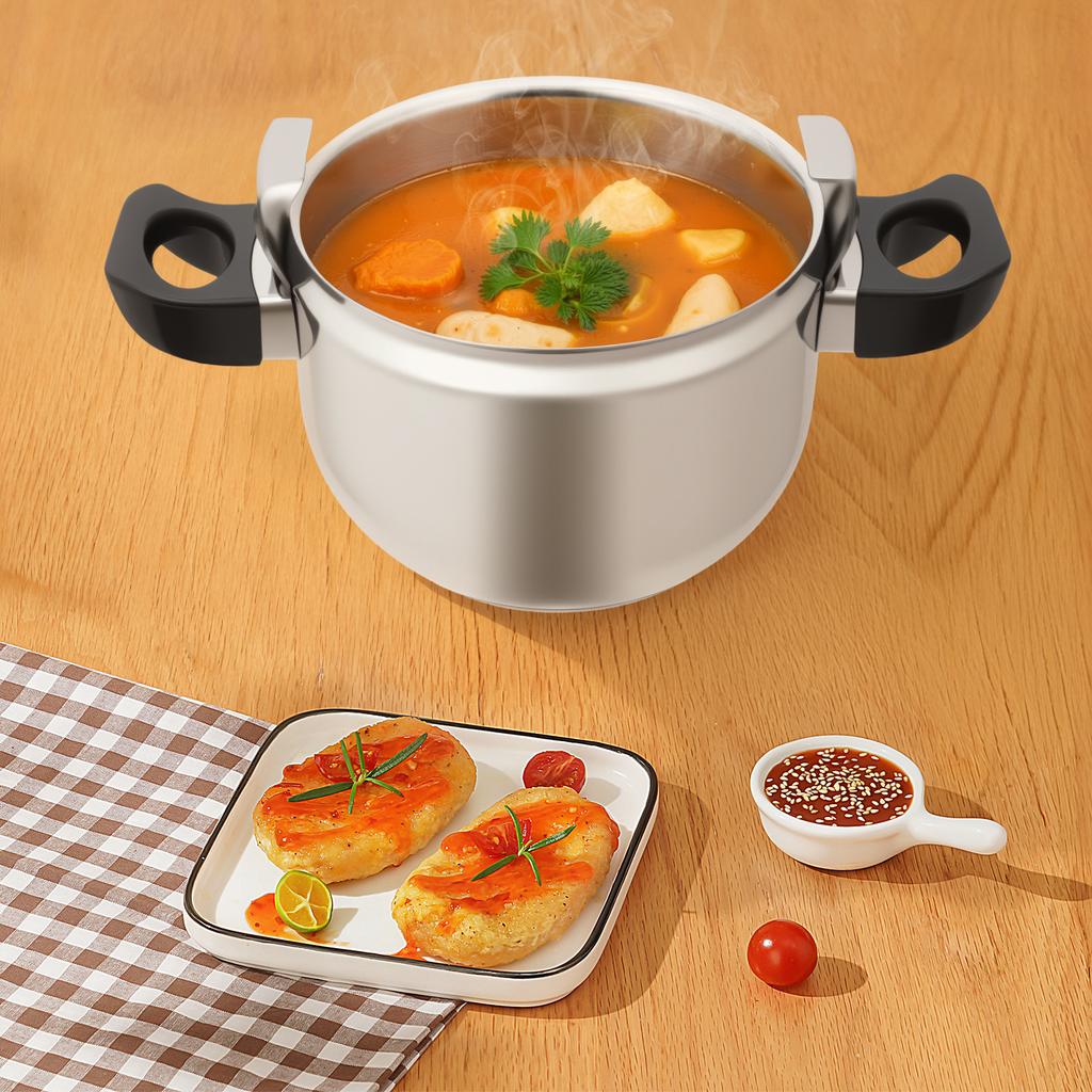 7L Stainless Steel Pressure Cooker, 60Kpa High Pressure,7.4 Quart Capacity, Silver 201 Stainless Steel Pot, Pressure Stewing Pot