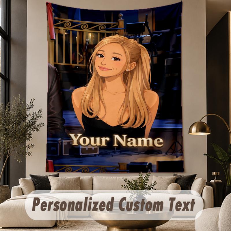 Custom Text Printed Tapestry Ariana Grande Pattern Large Wall Hanging Indoor Room Decor