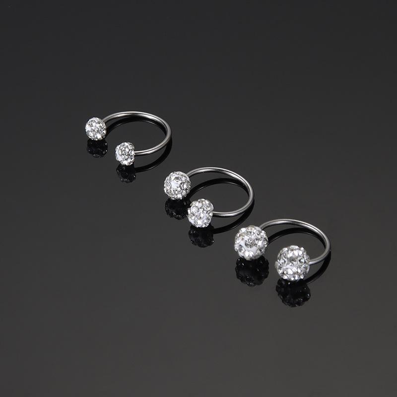 Brincos de Aço Titânio Bola de Diamante Cabeça Dupla Brilhante - 0,8mm Tarraxas de Rosca para Mulheres, Confortáveis para Dormir