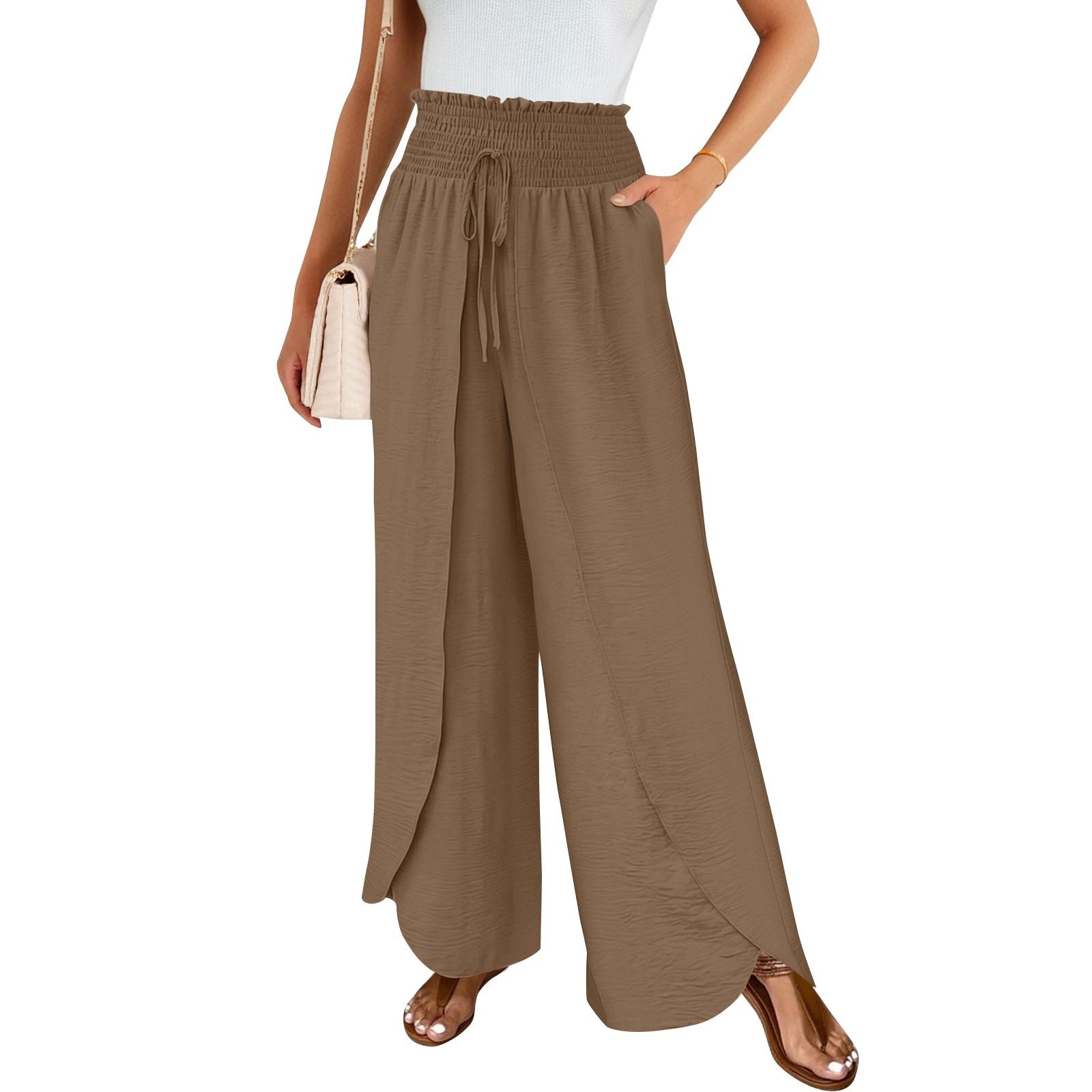 Women s Cotton And Linen Casual Flowing Loose Cross Elastic Pants L