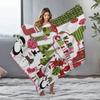 Festive Christmas Throw Blanket Cozy Reindeer Snowman Holiday Flannel Blanket Soft Warm Decorative Gift Home Decor