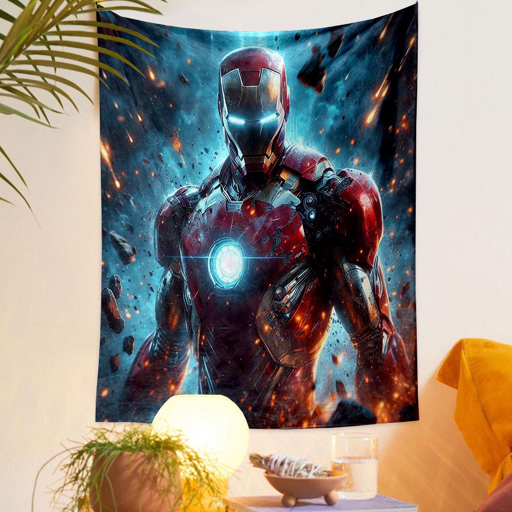 "Futuristic Armored Hero in Action" Patterned Tapestry Decorative Wall Hanging, Home Bedroom Living Room Decor