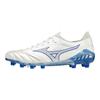 Mizuno Morelia Neo III Beta Japan Round Toe Lace-Up FG (Rubber Long Studs) Breathable Lightweight Soccer Shoes Men Sneaker White Blue P1GA229025