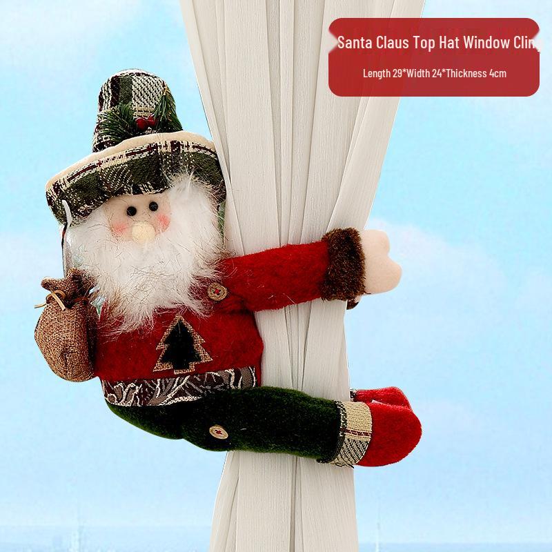 Knitted Santa Claus Curtain Holder Pendant for Christmas Decorations In Hotels