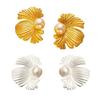 Solid Color Pearl Ear Studs Elegant Flower Earrings Jewelry Fashion Ginkgo Leaf Earrings  Gift