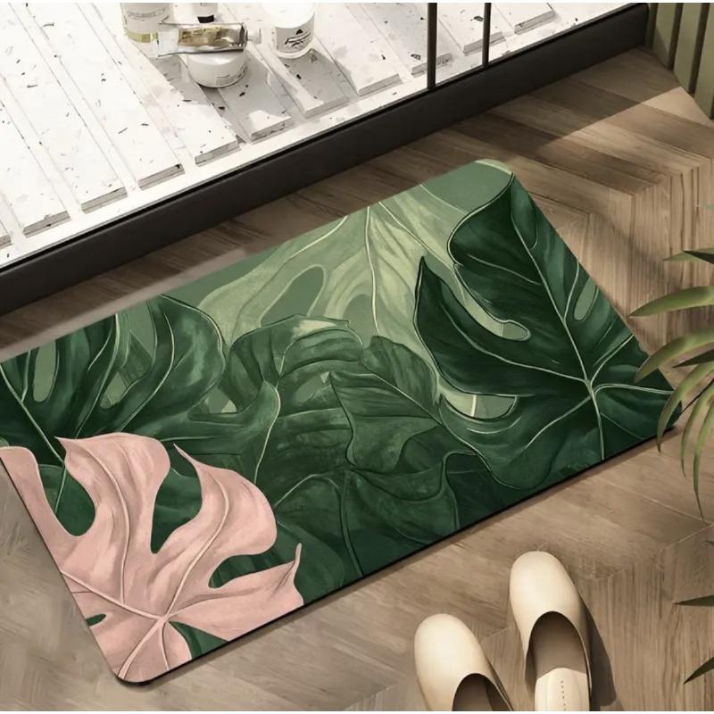 Visual Three-dimensional Green Plant Floor Mat Bathroom Kitchen Anti Slip Absorbent Floor Mat Entrance Door Carpet