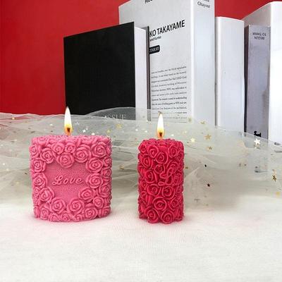Molde de vela de flor de Rosa 3D, molde de escayola hecho a mano DIY, molde de silicona con forma de cilindro para jabón, moldes perfumados de cera para aromaterapia