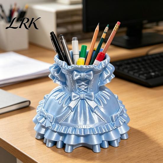 School Supplies Organizer 3D Printed Dress Shape Pen Holder, Cute Desk Handmade Holder for Makeup Brushes Stationery, Creative Home Office Decor