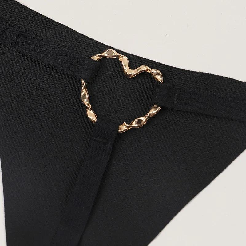 Tanga Sexy com Recorte de Concha de Coração Lingerie Feminina Fio Dental de Cintura Baixa