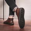 Men's Leather Side-Zip Martin Boots - Large Size, Spring/Autumn, Hand-Stitched, Outdoor Casual, Mid-Top Shoes