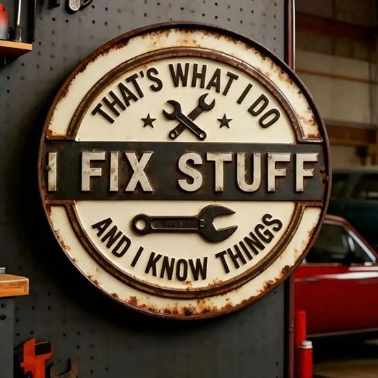 Metal Decorative Tag Vintage Garage Sign with Wrench Design Large Retro Distressed Wall Art for Bar Counters Tool Corners Man Cave Workshop Decor