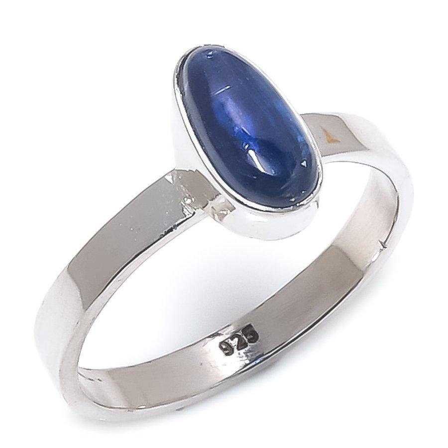 Natural Blue Kyanite Gemstone Handmade 925 Solid Silver Jewelry Ring Size 8 E9B18