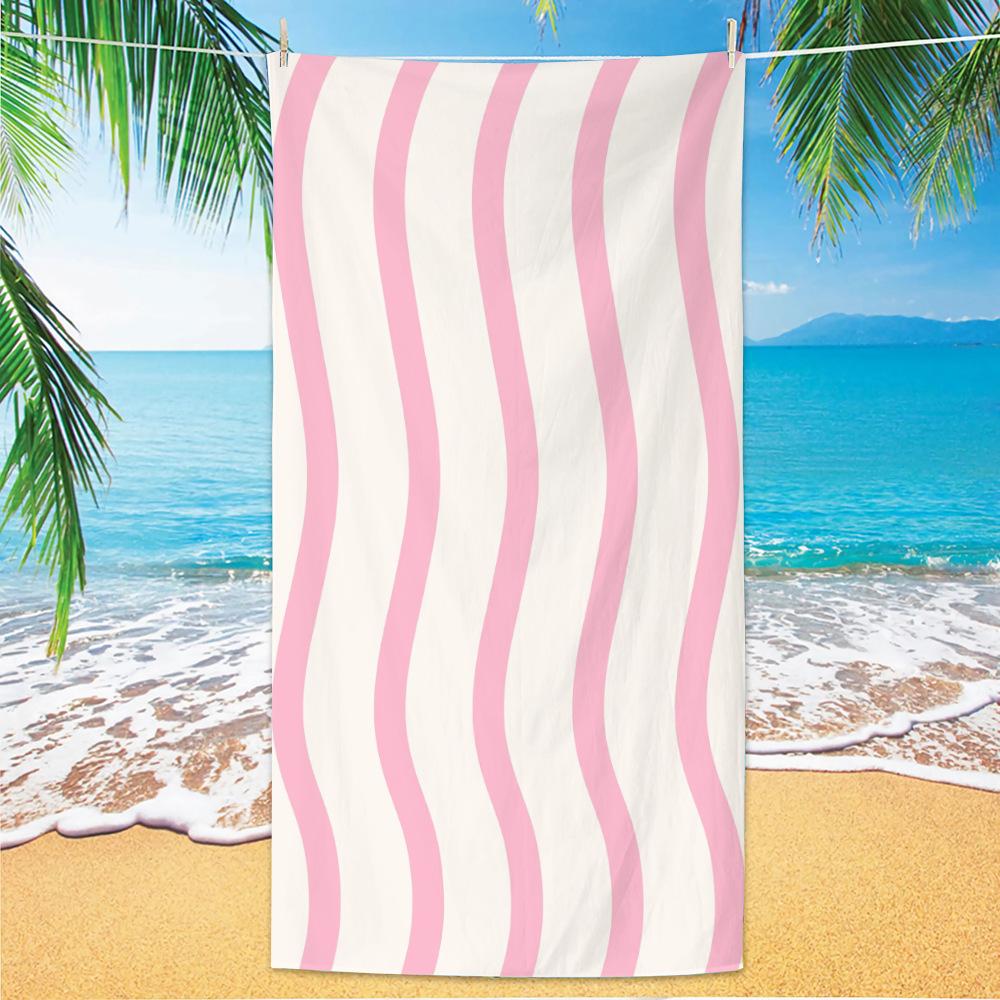 Bath Towel Minimally Striped Beach Towel, Ultra-fine Fiber Quick Drying Absorbent Towel, Beach Swimming Vacation Beach Towel
