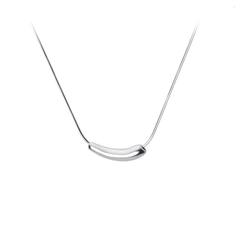 Sterling Silver Women Eggplant Shape Clavicle Necklace Light Luxury Minimalist Jewelry
