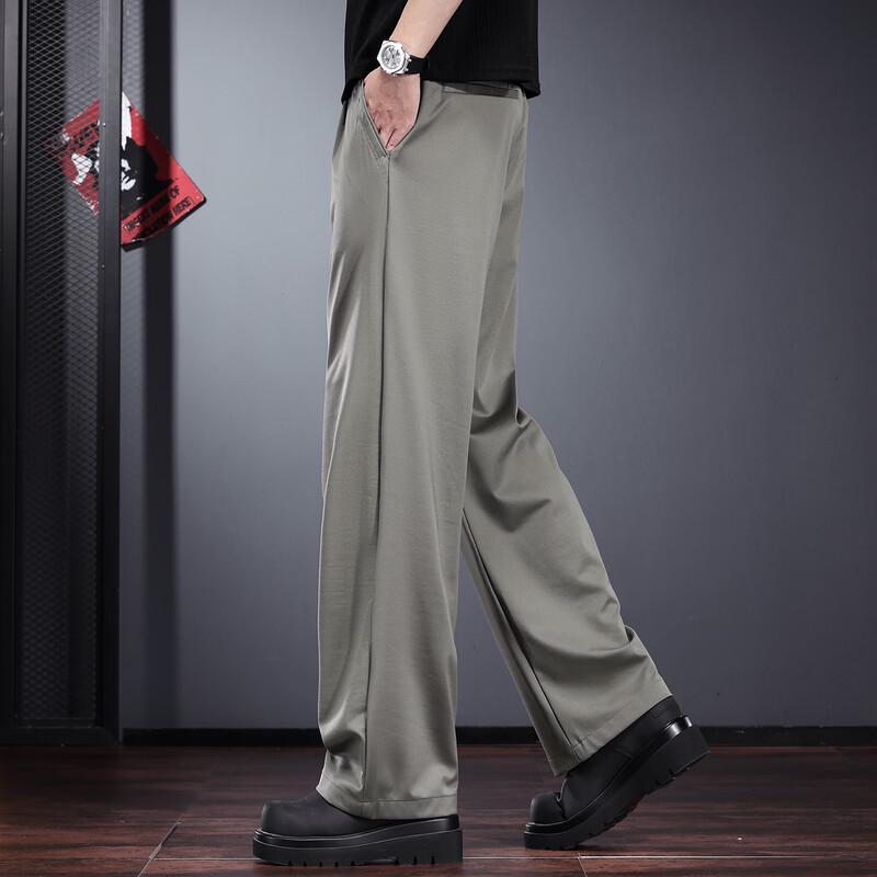 Jieluonu Men's Silky Ice-Feel Straight-Leg Casual Trousers