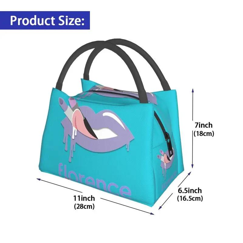 Custom Lipstick Florence By Mills Lunch Bag Women Cooler Warm Insulated Lunch Box for Picnic Camping Work Travel