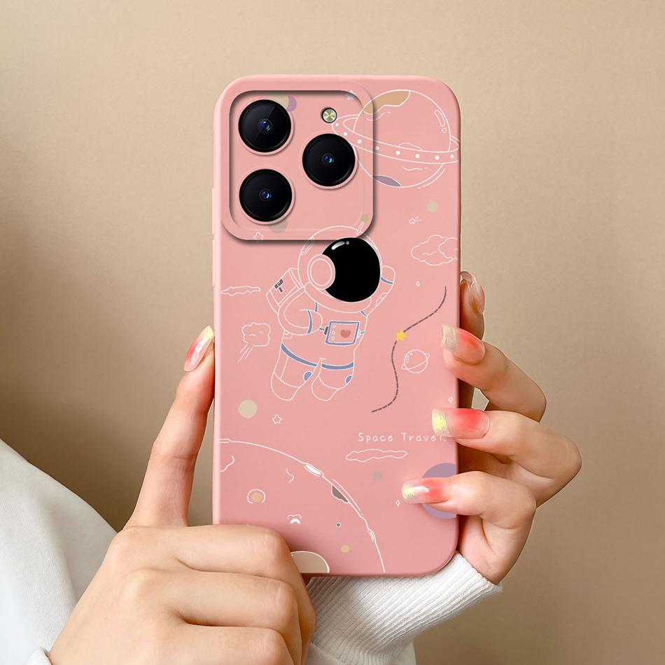 Süßigkeiten-Hülle Für Realme C61 C63 Lustige Astronauten-Flüssigsilikon-Handyhüllen Für Oppo Realme C 63 C 61 Kameraschutz-Rückseite