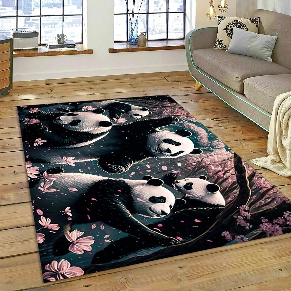 Uroczy dywan panda do sypialni, łazienki, salonu, dekoracja sofy, mata do raczkowania dla dziecka, miękki dywanik z kreskówkowym zwierzęciem, antypoślizgowa mata do zabawy