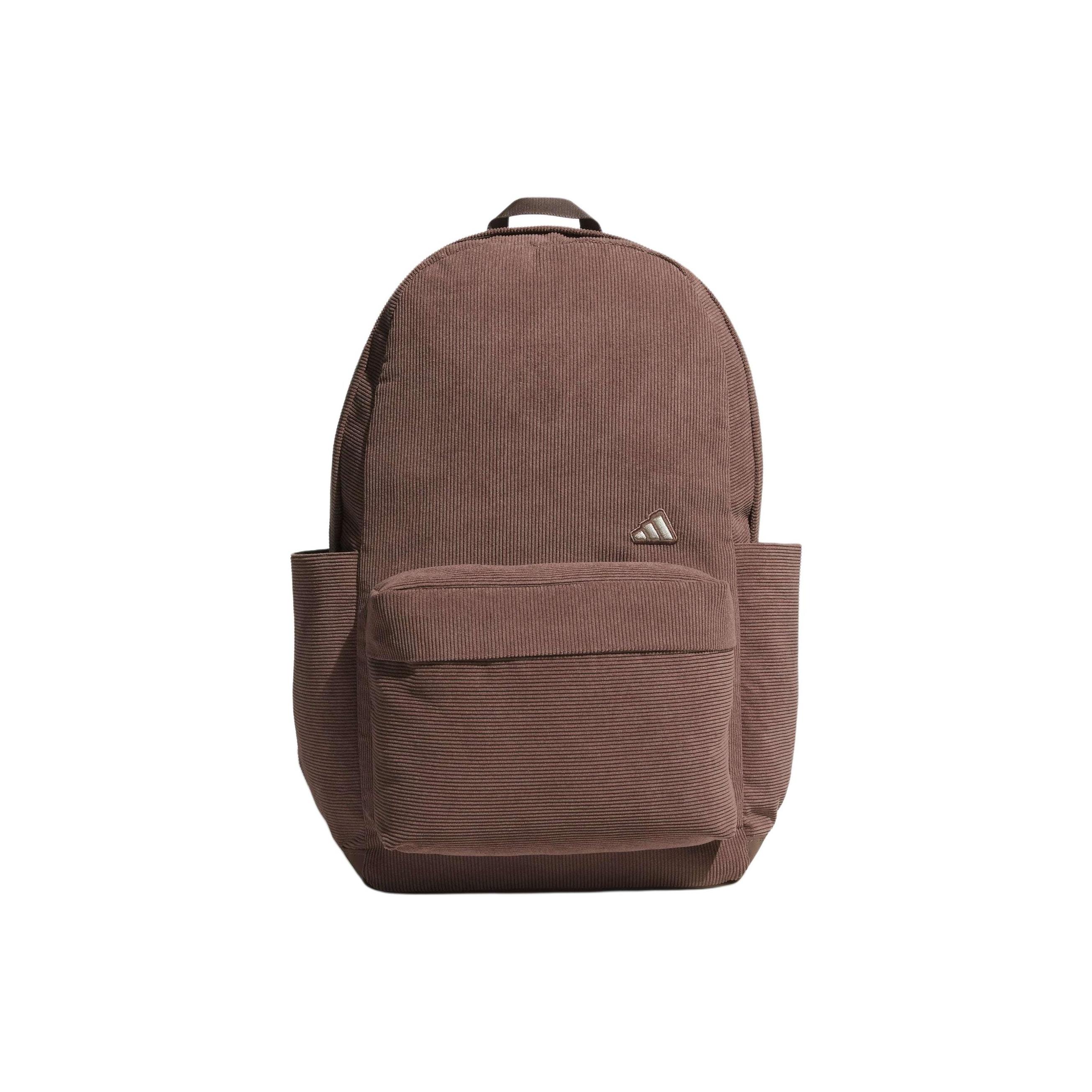 Adidas Corduroy 28.7L Brand Logo 3D Embroidery Backpack Unisex Backpack Deep-Earth-Brown KE6549 Stratum Dark Earthy Brown
