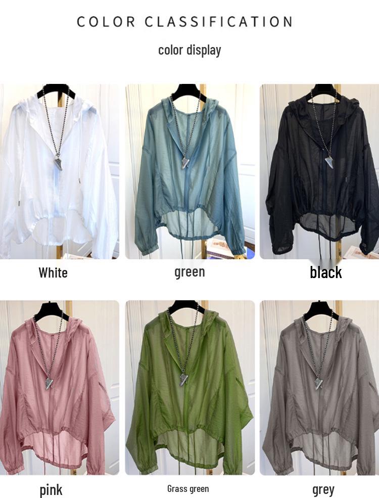 2026 Women's Lightweight Ice Silk Hooded Sun Protection Shirt - Slimming, Loose Fit for Summer