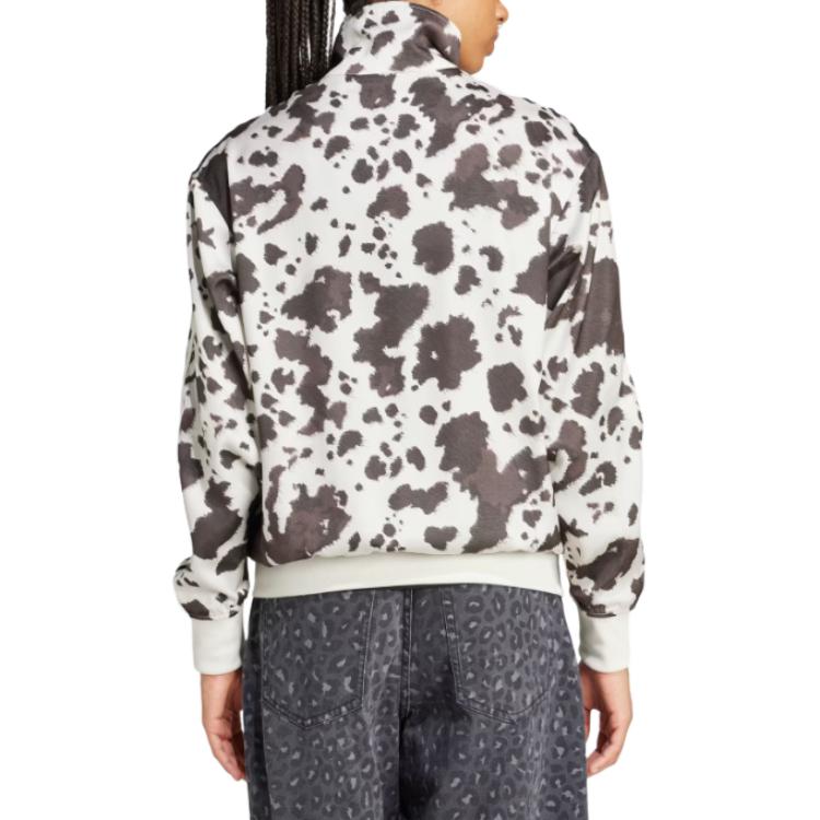 Adidas Originals Satin Track Top Striped Loose Fit Zip-Up Stand Collar Long Sleeve Jacket Women Jacket Gray White KA2683