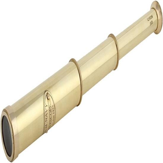 Royal Navy 12 Inch Handheld Collapsible Brass Telescope - Marine Spyglass Monocular