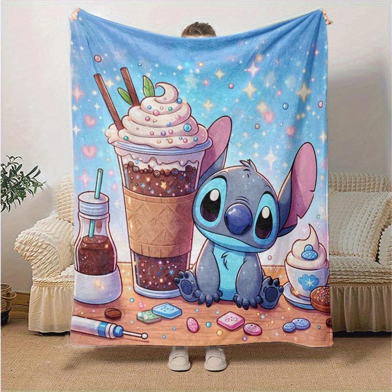 1pc Cute Stitch Printing Blanket - Soft, All-Season Throw for Living Room, Bedroom,Personalized Gift with Adorable Cartoon Design