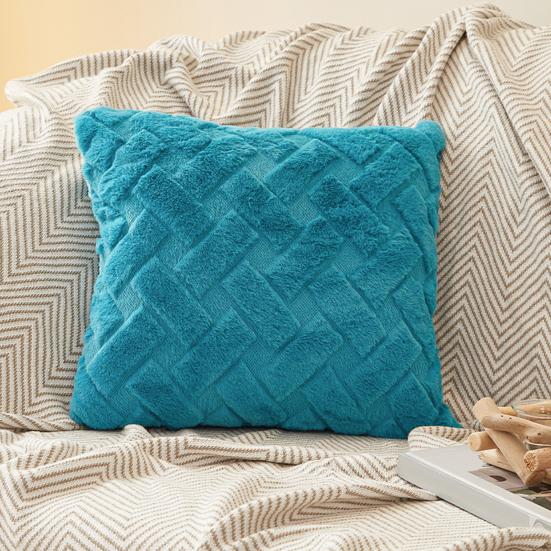Plüsch-Kissenbezug Flauschiger Überwurf-Kissenbezug Quadratischer Kissenbezug mit verdecktem Reißverschluss für Wohnzimmer Schlafzimmer Heimbüro Dekoration