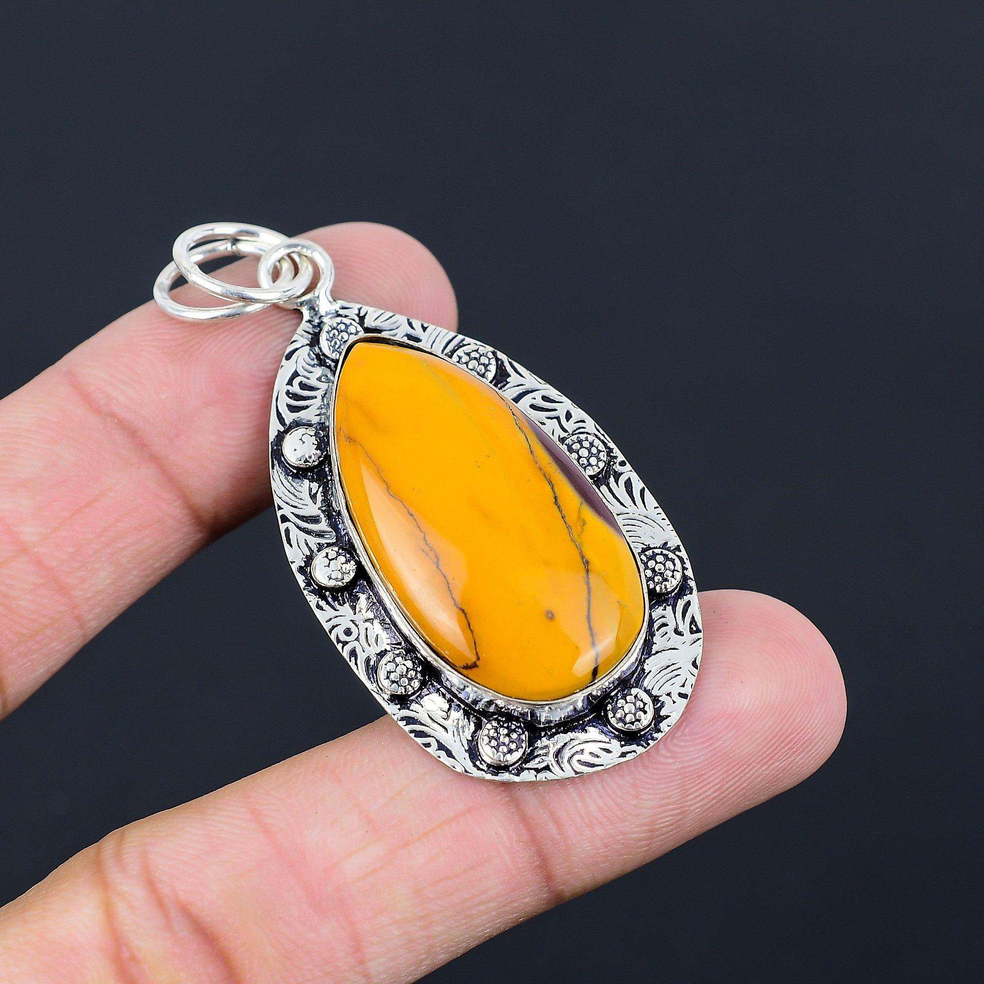 Womens day Deal 925 Silver Pear Mookaite Stone Bezel Sister Boho Pendant Jewelry