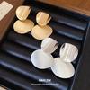 Silver Needle Metal Round Brushed Stud Earrings Fashionable Retro Simple Cold Wind Earrings Light Luxury High-end Earrings