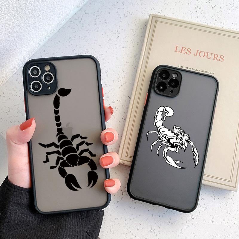 Scorpion Half-wrapped Hard Phone Case For iPhone X XR XS X 16 15 12 11 13 14 Pro Max Back Cases 7 8 Plus SE2 Mini Cover Coque