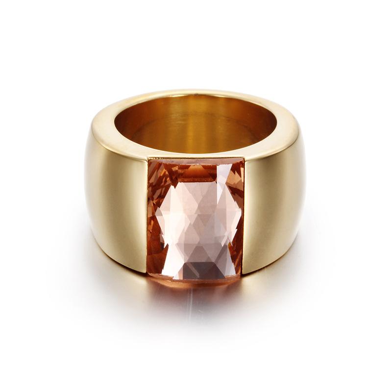 2026 Jewelry, Multi-color Personalized Ring, Simple Fashion Atmosphere Women's Glass Gold Ring