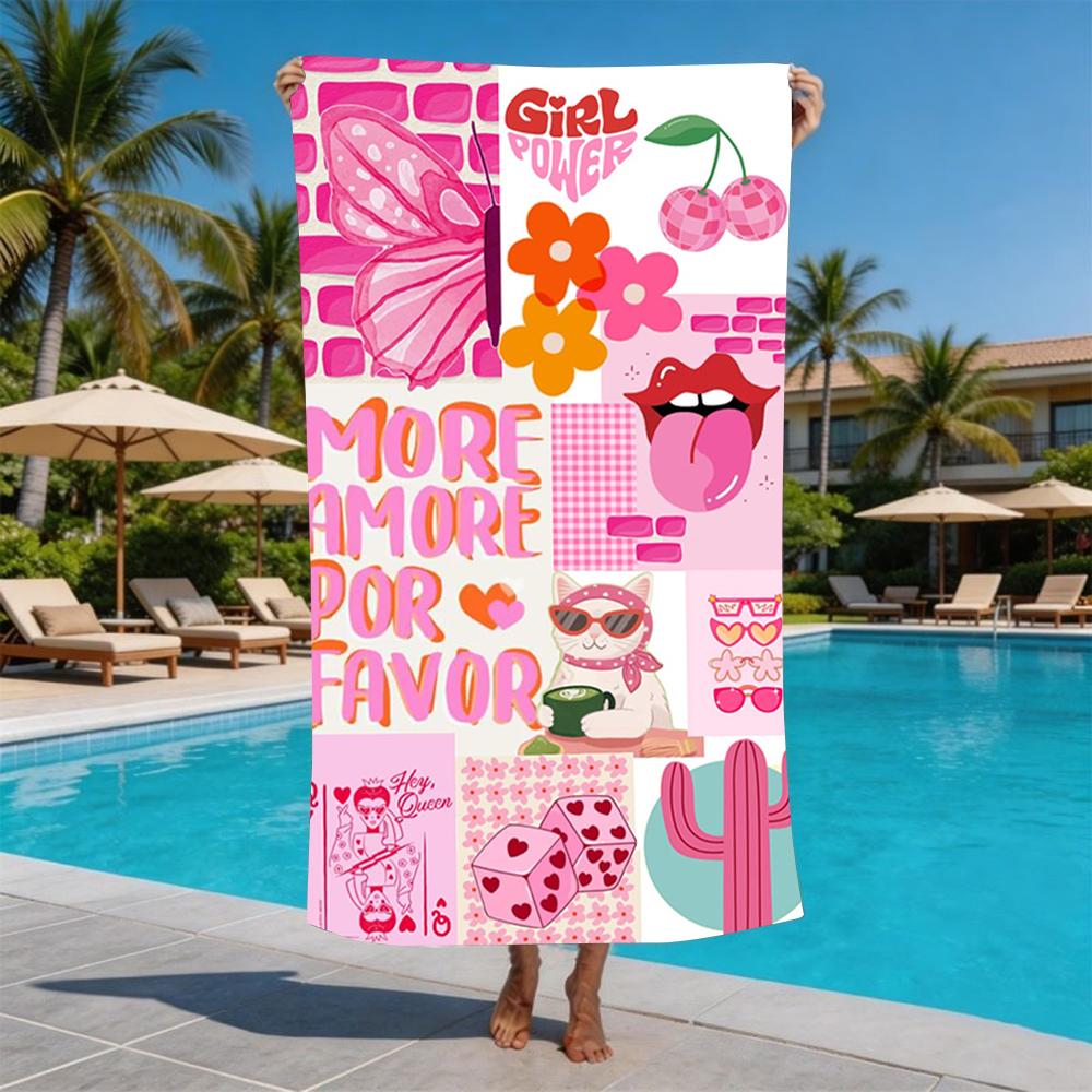 Ibiza Tropische Zitat Collage Druck Strandtuch Anti-Sand Mikrofaser Pooltuch Sommer Strand Schwimmen Meeresufer Urlaubsbedarf