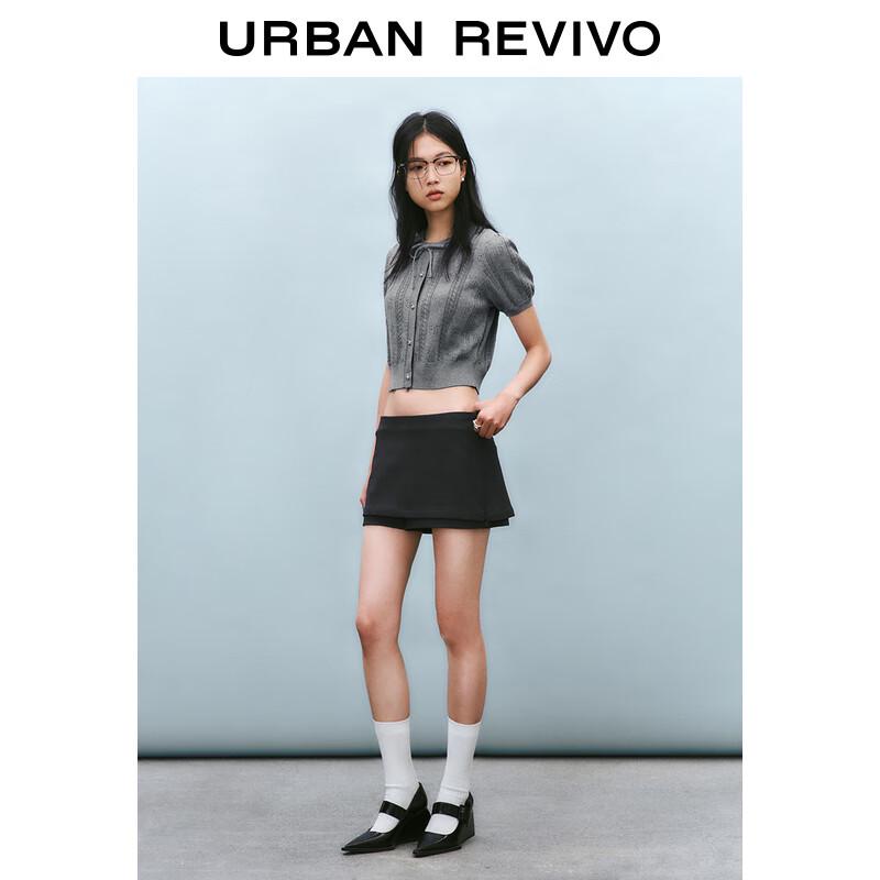 

UR 2025 Весенний трикотажный топ с коротким рукавом с текстурой бантика S